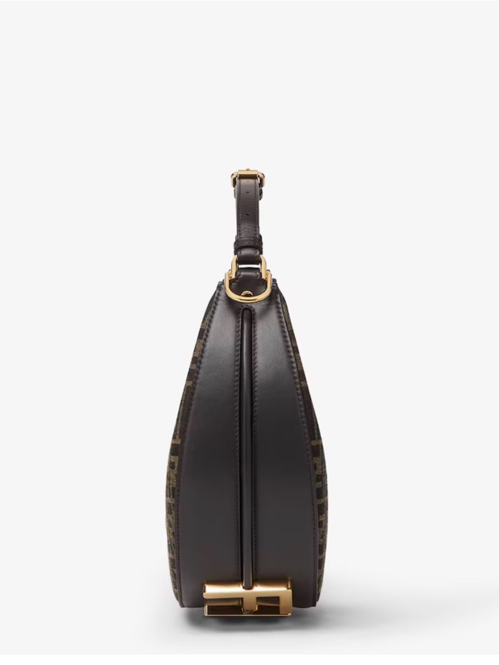 Fendi Brown and Black FF Logo Baguette Shoulder Bag with Gold Hardware - Picture 3 of 14